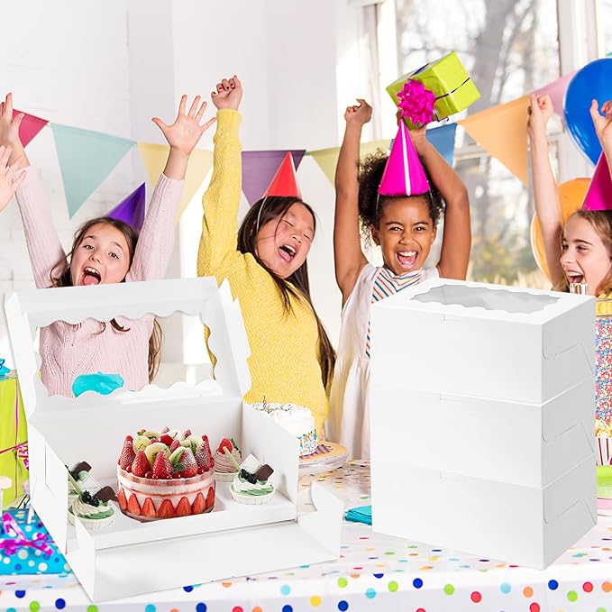 Bento Cake Box With Cupcakes, Clear Window 5 Holes Bento Combination,6 Sets: Cookie Boxes Fit 4 Regular Cupcake and Mini Cakes, Christmas Wedding Birthday Party (White/clear, 1+4/6pcs)