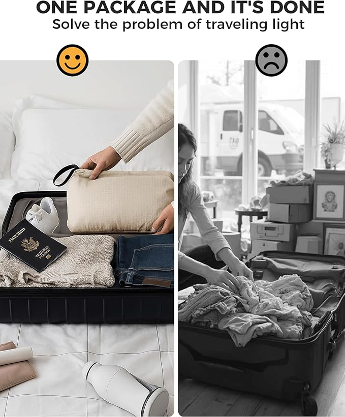Travel Laundry Bag, Pump Free Vacuum Storage Bag Reusable Compression Dirty Clothes Travel Bag Waterproof Wet Dry Bags Large Capacity Space Saver Bags Camp Clothes Organizer (1 Pcs)(Gray, M)