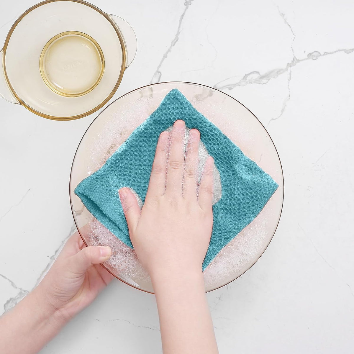 Homaxy 100% Cotton Waffle Weave Kitchen Dish Cloths, Ultra Soft Absorbent Quick Drying Dish Towels, 12 x 12 Inches, 8-Pack, Lake Blue