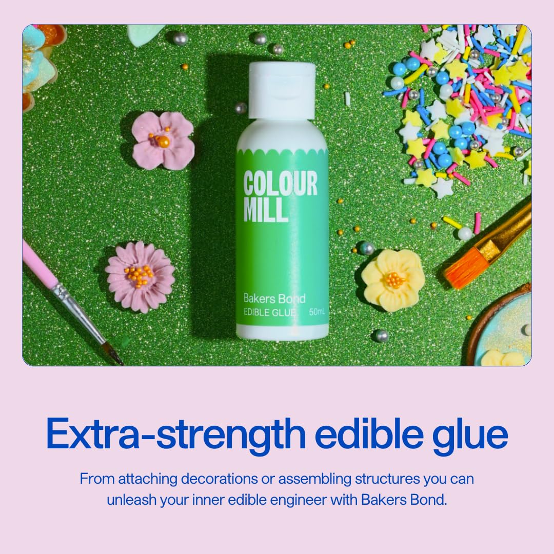 Colour Mill Edible Glue Cookie Decorating Supplies – 50 ML - Edible Adhesive for Baking, Decoration Bonding Gingerbread Frosting Decorating Supplies – Use with Fondant, Gum Paste, Chocolate, Marzipan