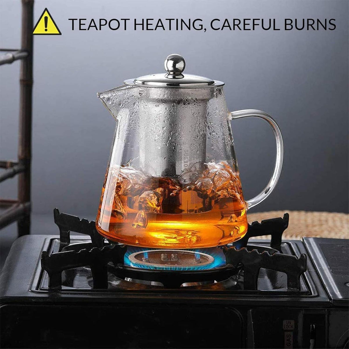 1300ml (43oz) Upgraded Glass Teapot with Infuser,Heat Resistant with Removable Infuser, Borosilicate Clear Glass Tea Pots for Loose Leaf Tea and Blooming Tea Cook teapot