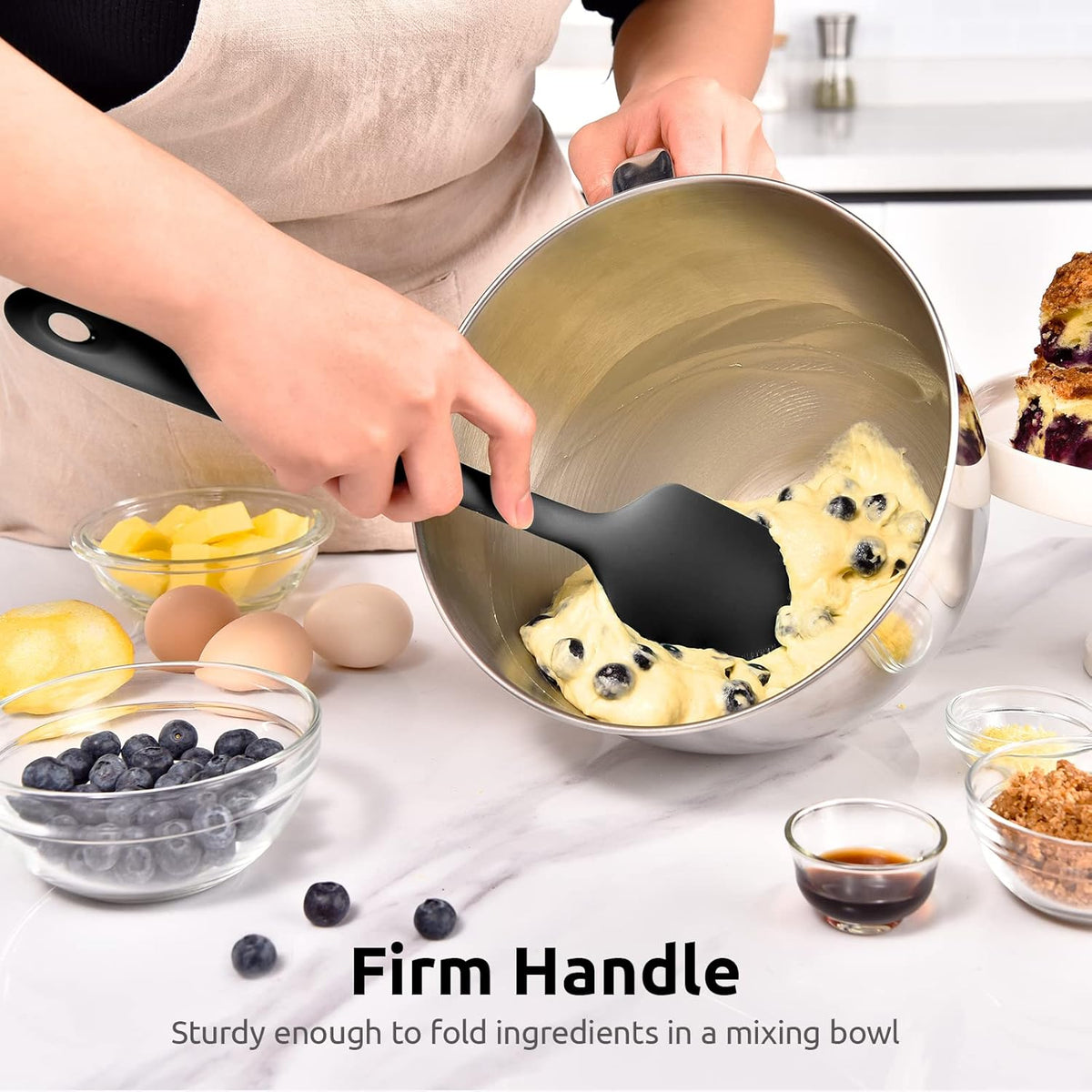 14in Extra Large Silicone Spatula: U-Taste 600ºF Heat Resistant Flexible Silicon Mixing Stirring Cooking Scraping Baking Bowl Scraper Seamless Spreader for Kitchen Nonstick Cookware (Black)