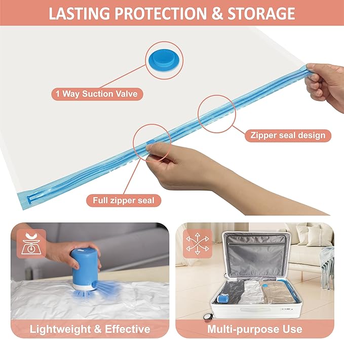 Cozy Essential 16 Pack Vacuum Storage Bags with Electric Pump, Vacuum Seal Space Saver Bags for Clothing, Pillows, Blanket, Bedding, Comforters