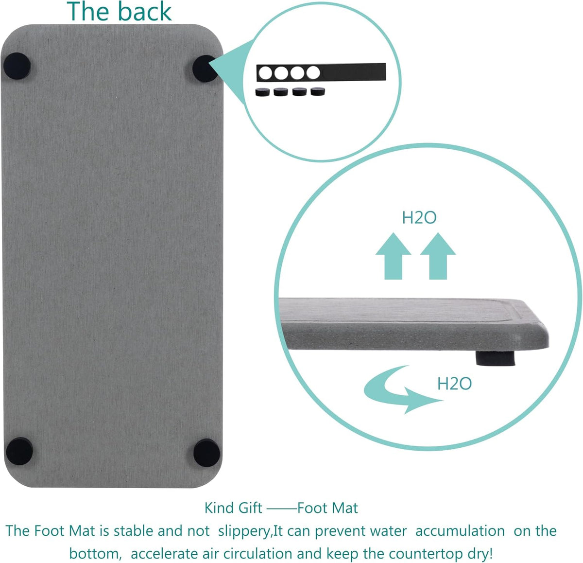 2 Pcs Water Absorbing Stone Trays, Kitchen/Bathroom Sink Soap Dish, Diatomite Tray Used for Hand Soap & Cosmetic Bottles in The Modern Home, 4" W x 8.3" L, Gray