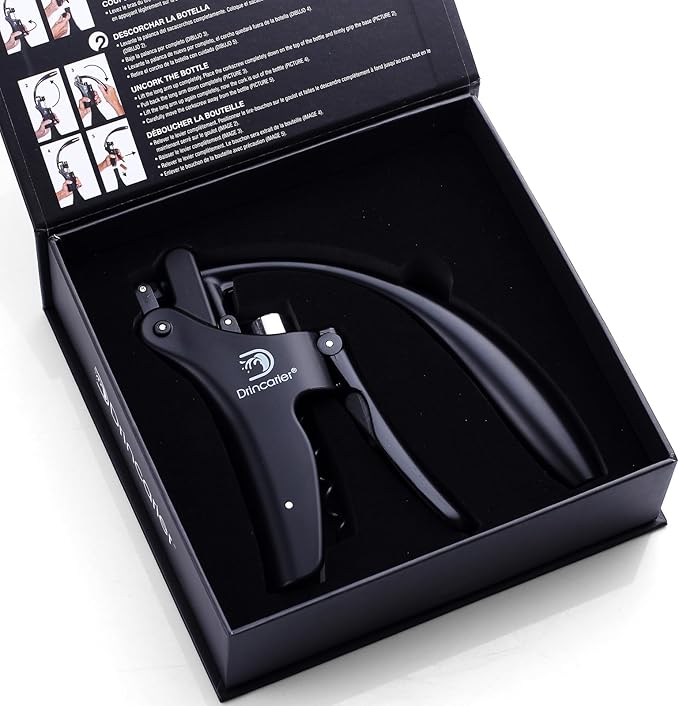 Vertical Lever Corkscrew with Non-Stick Worm, Compact Rabbit Wine Opener Wine Bottle Opener with built-in Foil Cutter