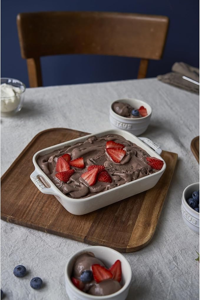 STAUB Ceramic Rectangular Baking Dish Set, 2 pc, Rustic Ivory