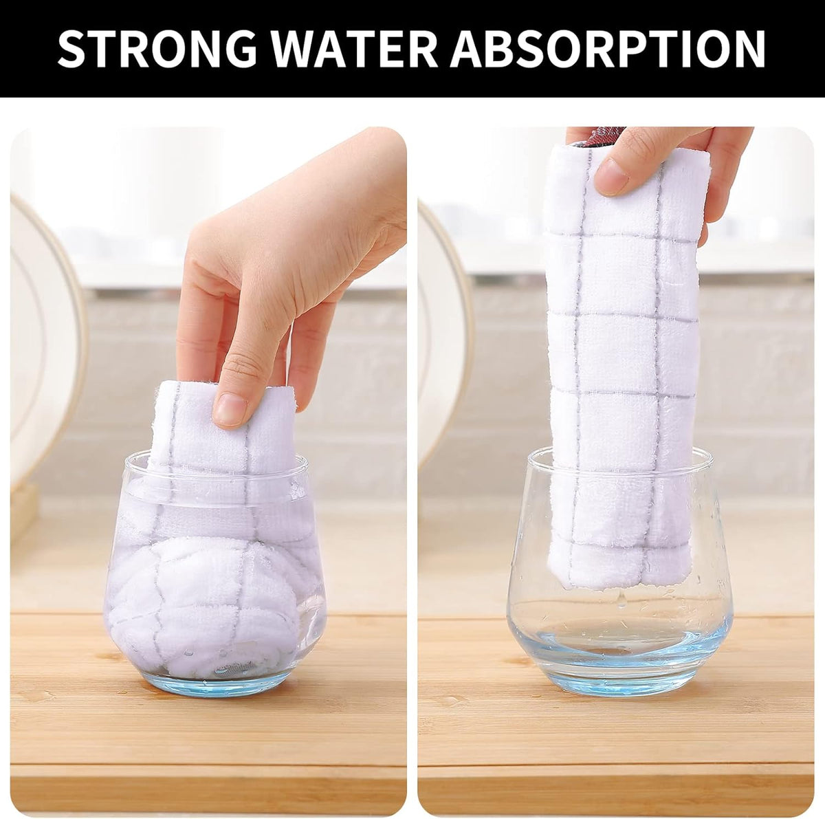 Homaxy 100% Cotton Terry Kitchen Dish Cloths, Ultra Soft and Absorbent Dish Towels for Kitchen, Suitable for Drying and Washing Dishes, 6 Pack, 12 x 12 Inches, White