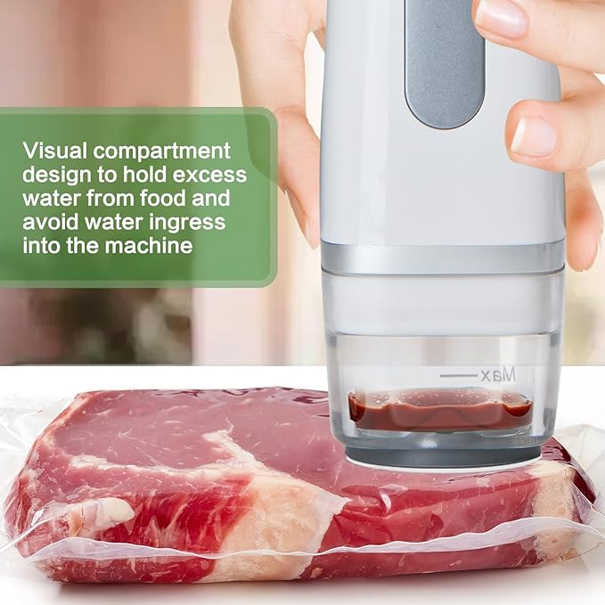 Vacuum Sealer For Food,Powerful Handheld Vacuum Sealer Machine With 30 Reusable Vacuum Bags,Portable Food Sealer,Automatic Power Off White
