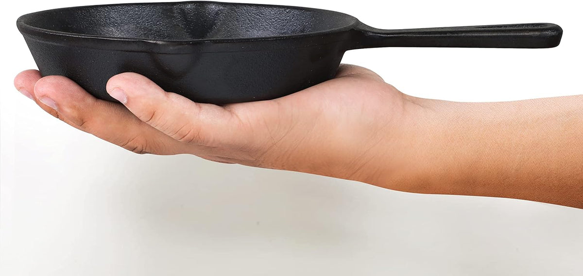 Utopia Kitchen Cast Iron Frying Pan 6.5 Inch, Cast Iron Chefs Pan, Pre Seasoned Skillet, Safe Grill Cookware for Indoor & Outdoor Use, Black