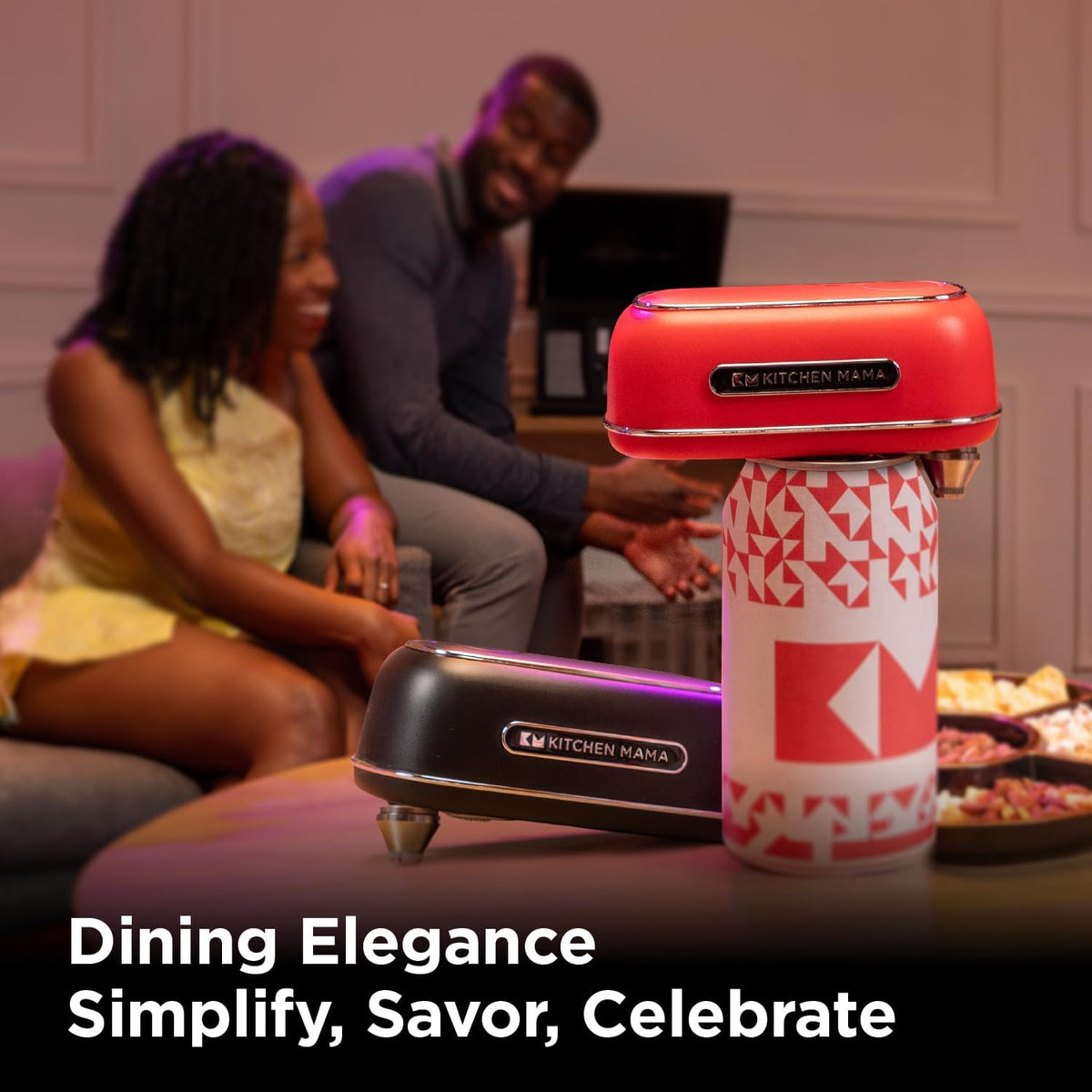 Kitchen Mama Orbit One Rechargeable Electric Can Opener: Hands-free, USB-C Charging, Automatic Stop, Smooth Edge, Safety, Blade for Large Cans, Heavy Duty, Soda and Pop Can, with Storage Box (Black)