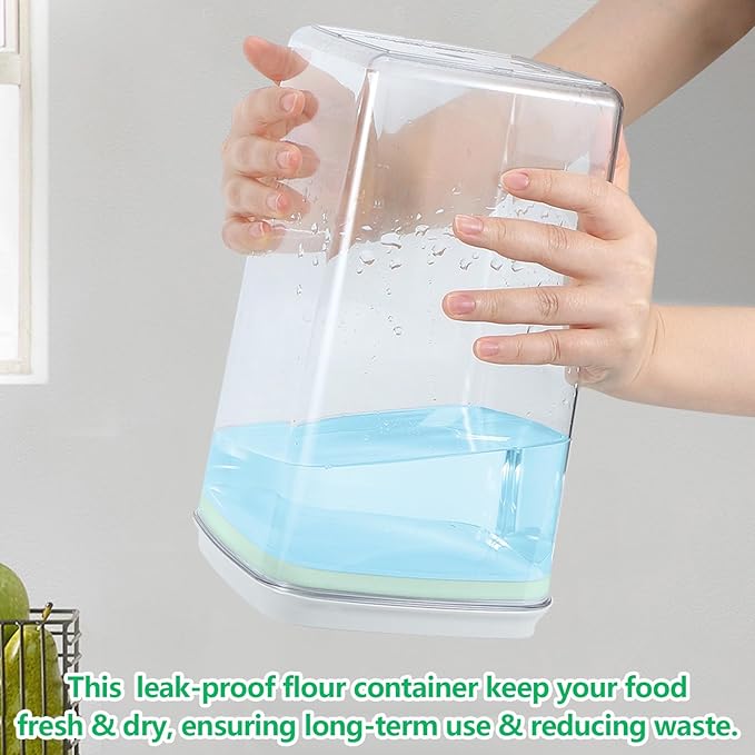 Airtight Flour Rice Storage Container with Pop-up Lid - 4.2 Qt Crystal-Clear Plastic Spaghetti Container, Tall and Slim Food Storage Bin Fit for Kitchen Pantry Organization