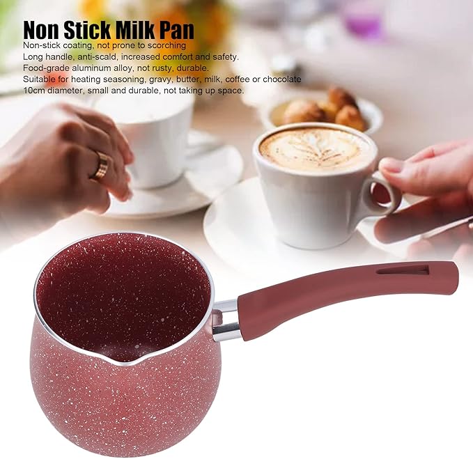 Mini Saucepan, Nonstick Butter Warmer Multi Milk Pot Stockpot Practical Small Melting Pot with Handle Pour Spouts