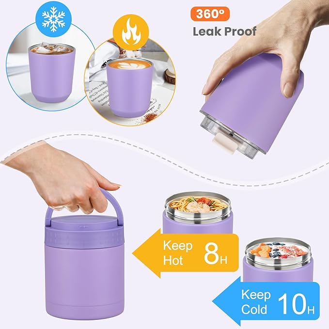Large Bento Lunch Box Set for Adults Kids Women with 10.5oz Soup Thermo,Coffee Tumblers Men Girls Boys Teenagers Leak-Proof Lunch Food Containers with Lunch Bag