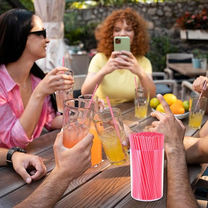 500 Pcs Neon Pink Coffee Stir Sticks Set Acrylic Stir Stick Holder Coffee Stirrers Holder Cocktail Straws Bar Straws Drink Stirrers for Coffee Bar Cocktail Tea Juice Party Supplies Restaurant Decor