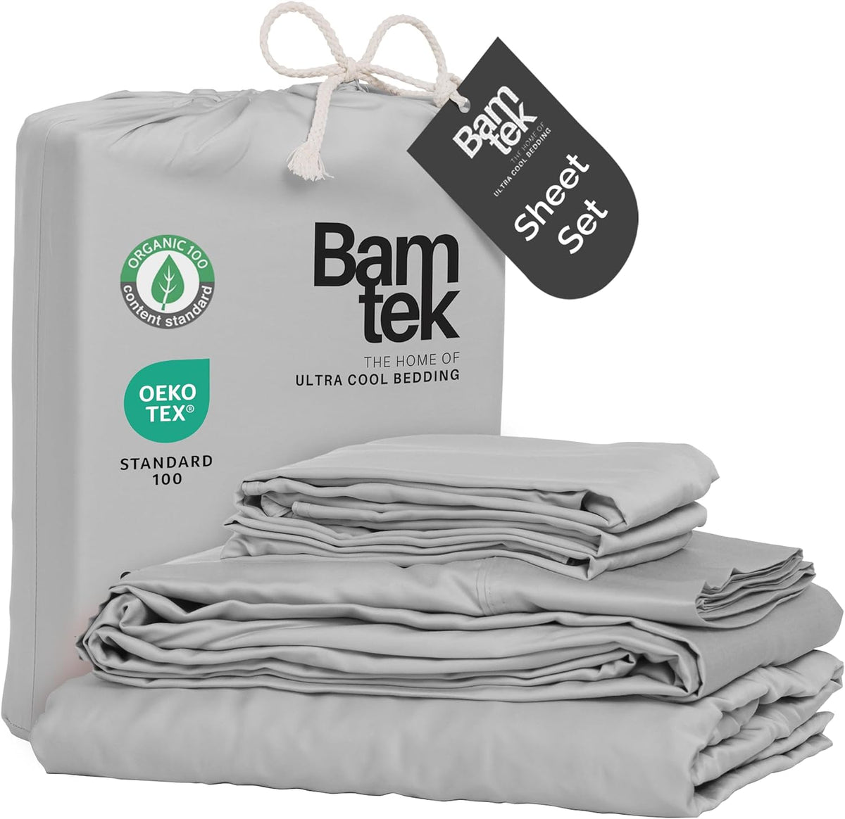 100% Viscose from Bamboo Sheets California King Size, Super Soft Bedding Set, 4PC Cooling Sheets for Hot Sleepers, Vegan Silk Moisture Wicking, Organically Grown Bedsheet, Gray Mist - 72" x 84"