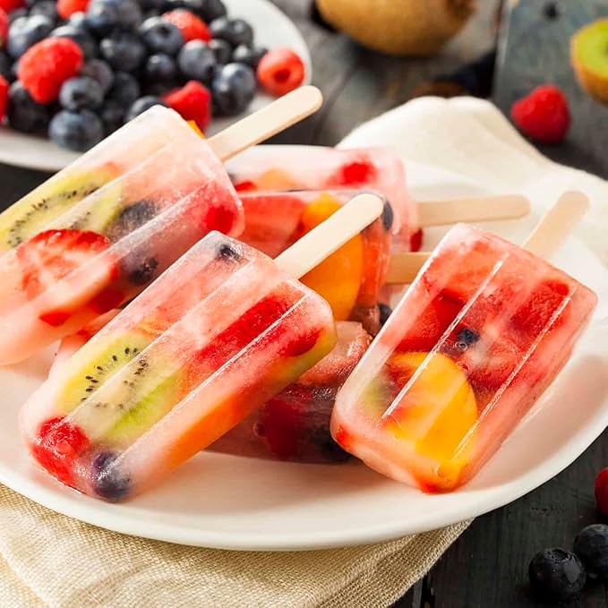 Miaowoof Homemade Popsicle Molds, 10-Cav Non-BPA Silicone Ice Pop Maker, with 50 Sticks, 50 Bags, 10 Reusable Sticks, Funnel, Brush and Ice Pop Recipe (Red)