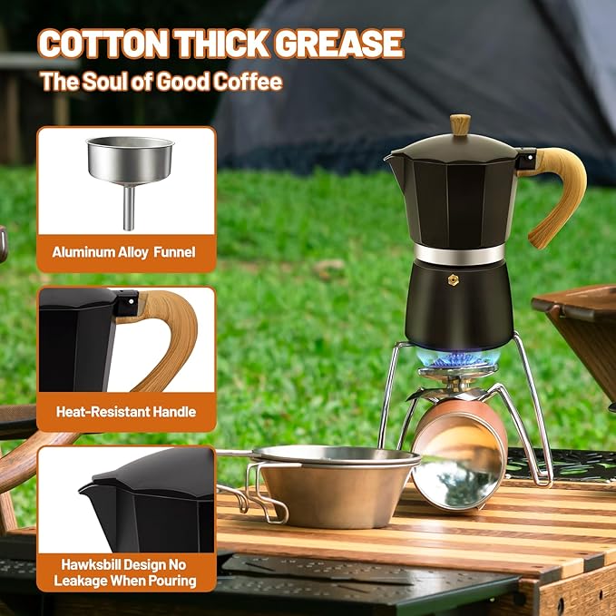 9 Cup Aluminum Espresso Stovetop Moka Pot Express Coffee Maker Percolator Italian Classic Mocha Coffee Machine for Italian and Cuban Cafe Brewing for Home & Camping 450ml 15oz