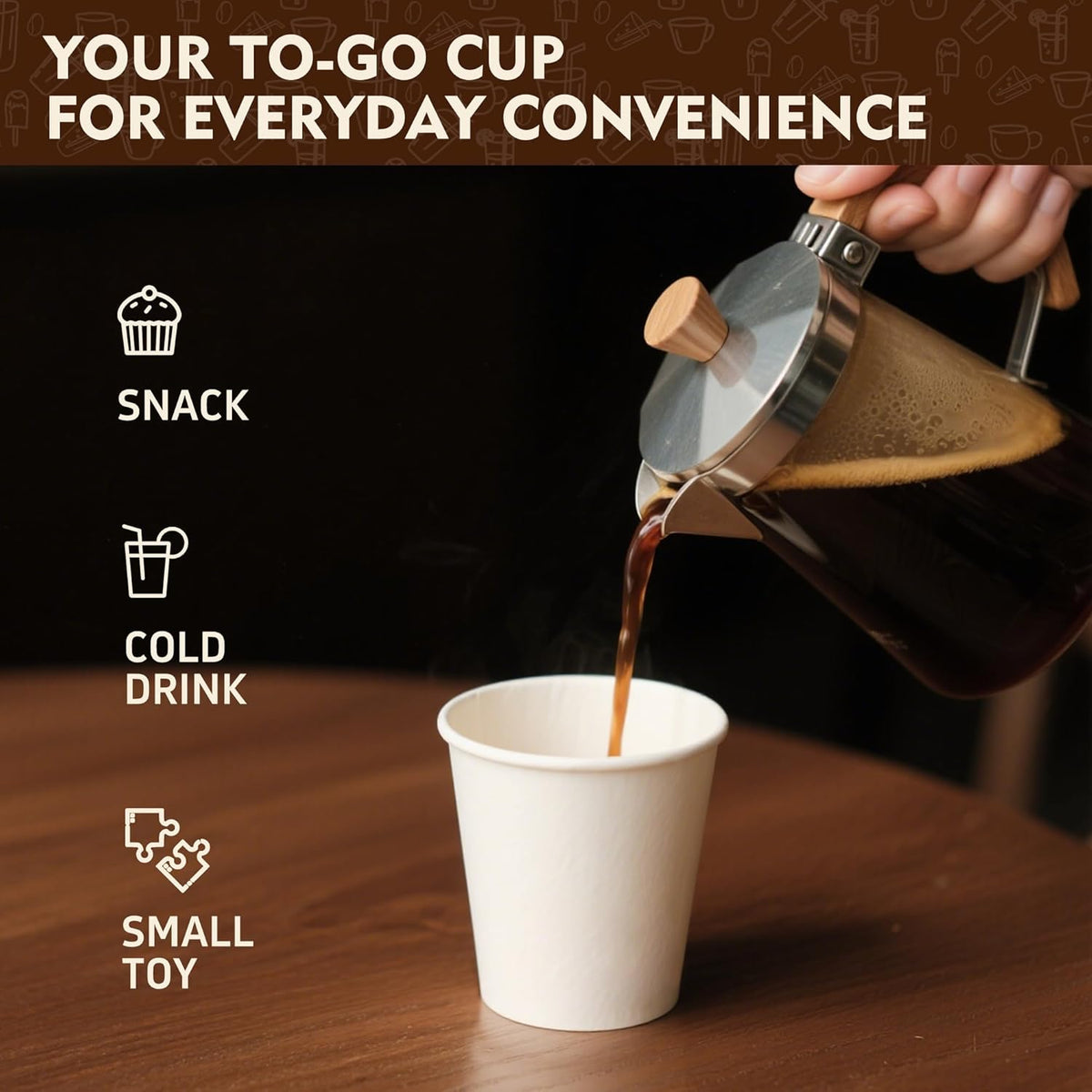 YEEHAW 12 oz 300 Pack Disposable Paper Coffee Cups, Bulk White Hot to Go Cups for Hot Coffee, Hot Liquid, Chocolate, Juice, Hot Beverage Drinkings, Ideal for Cafes, Bistros, Office and Family