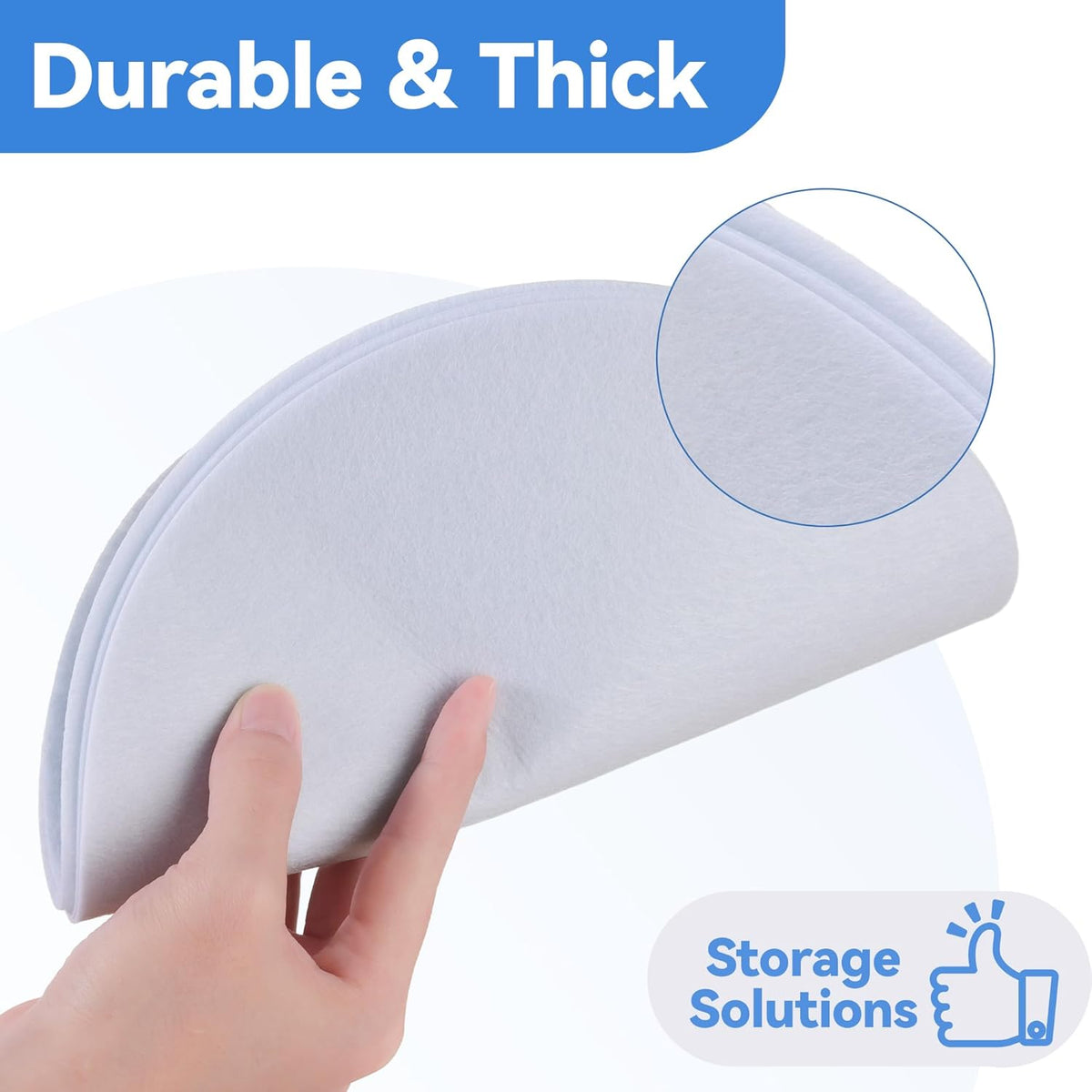 Imncya Plate China Storage Separators, 120-Piece with 3 Different Sizes, Thick and Premium Soft Felt Plate Dividers for China, Dish, Coffee Saucers Protecting and Stacking - White