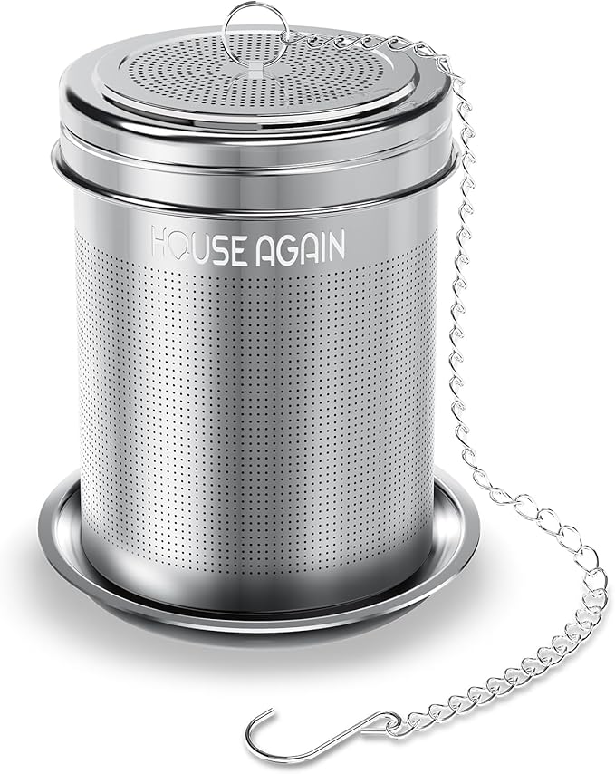 House Again Tea Infuser, Extra Fine Mesh Tea Strainers for Loose Tea, 18/8 Stainless Steel Tea Strainer with Extended Chain Hook, Tea Steeper for Brew Tea, Spices & Seasonings, for Single Cup
