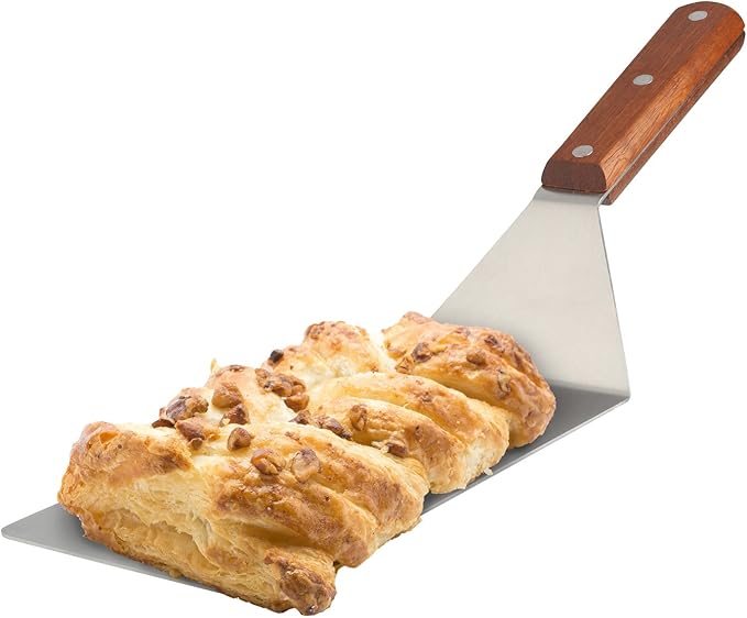 8” Extra-Large Sturdy Stainless Steel Spatula Hamburger Turner with Strong Wooden Handle – Professional Commercial Food Flipper Scraper for Grilling Cooking, Baking for Your Flat Top Restaurants