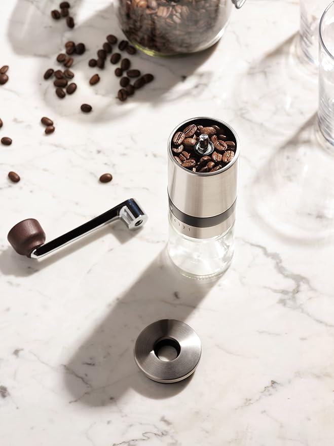 Manual Coffee Bean Grinder | 6 Coarseness Settings | Espresso, Cold Brew, French Press, Drip, | Burr Hand Mill | Home, Portable, Camping, Travel