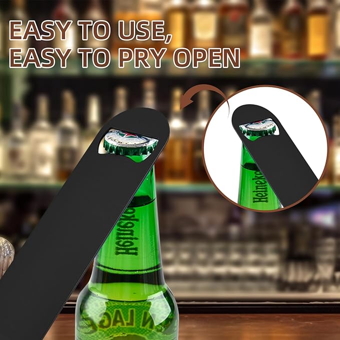 100 Pack Flat Beer Bottle Opener 5 inch Stainless Steel Flat Bottle Opener Black Beer Bottle Openers for Bartender Kitchen Bar Restaurant (5 Inch)