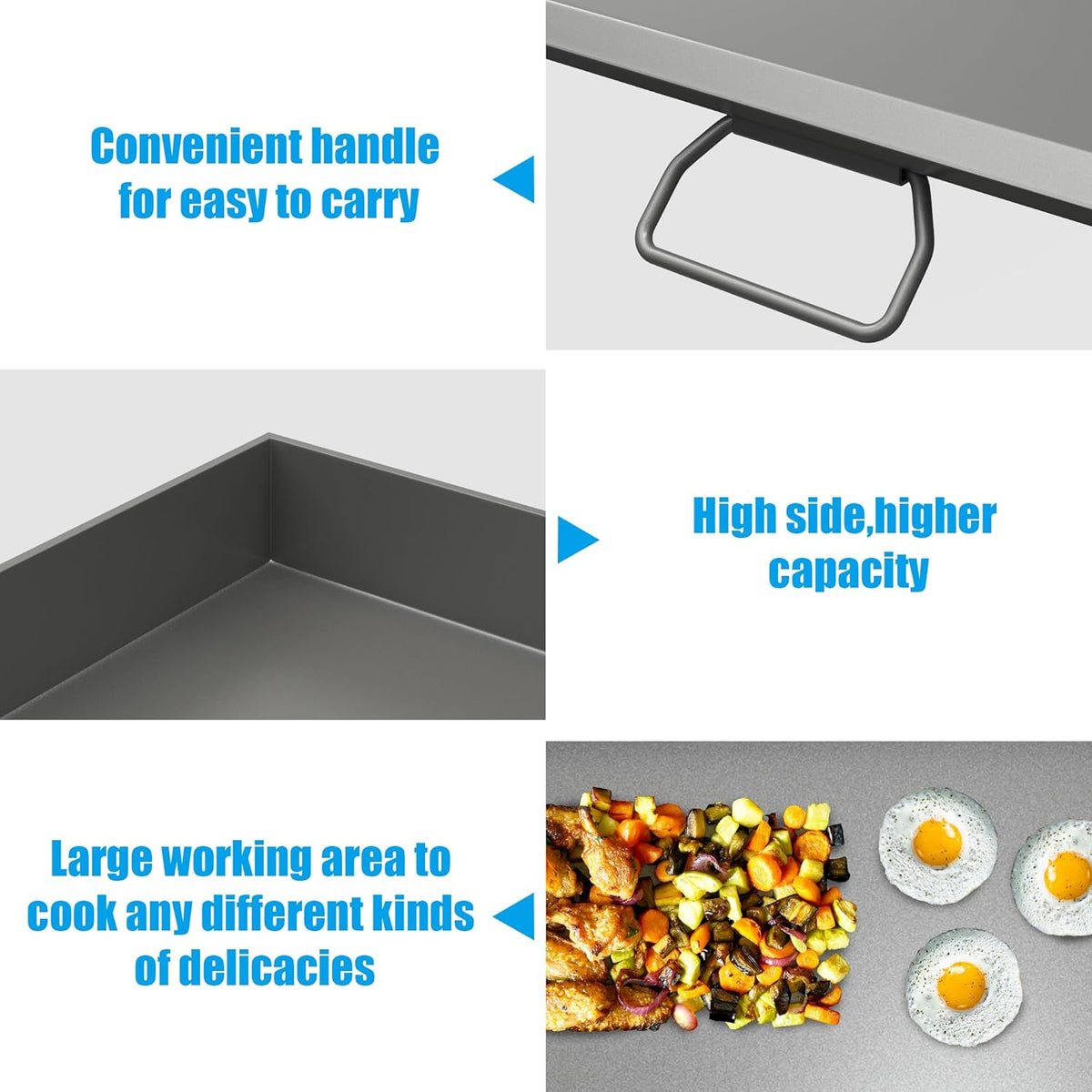 Professional 16x38 in Flat Top Steel Griddle for Camp Chef GB90D, TB90LW,Fry Griddle Accessories for Camp Chef 3 Burner Propane Stove Grill,1 Carry Bag and Grease Cup with Clip
