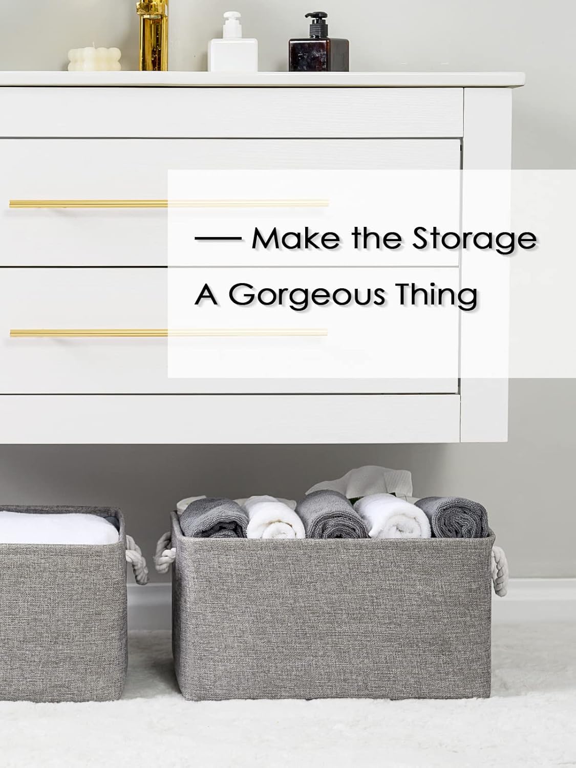TheWarmHome Large Storage Bins- Storage Baskets for Organizing Shelves, Basket Organizer for Closet Bookshelf Dog Toy Nursery Clothes Laundry Home Organization, Fabric Storage Cubes W/Handles