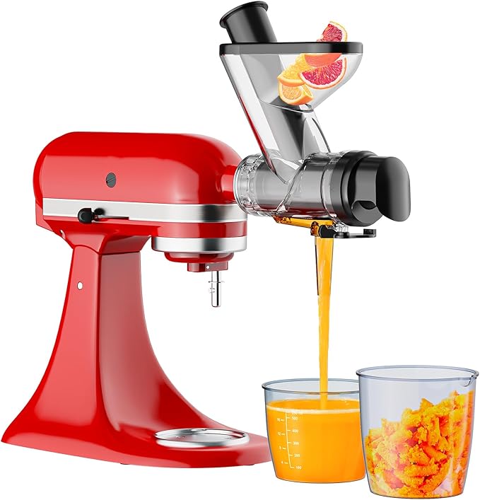 Cofun Masticating Juicer Attachment for KitchenAid, Slow Juicer with Dual Feed Chute, High Juice Yield & Easy to Clean Cold Press Juicer Machine, Compatible with All KitchenAid Stand Mixers