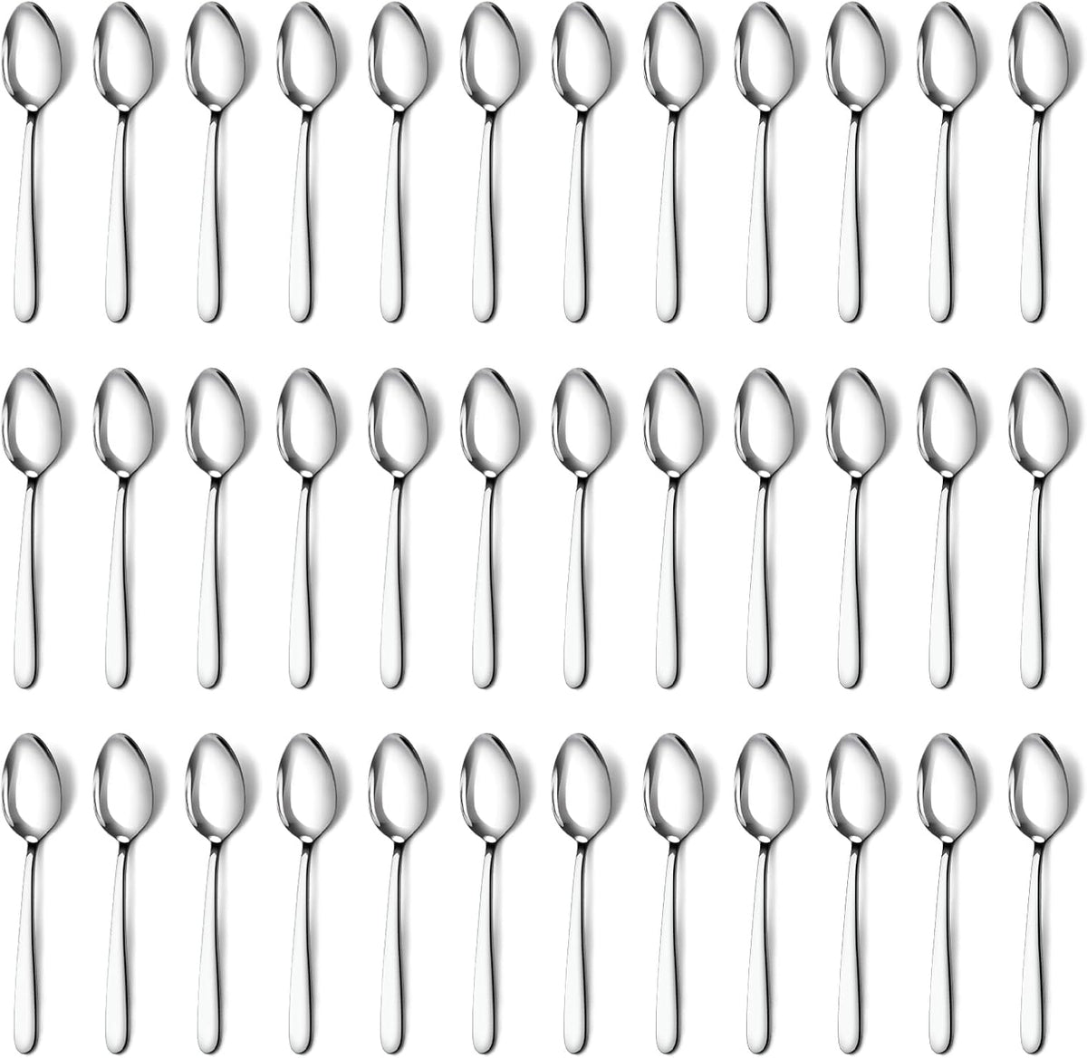 Pleafind 36 Pieces Teaspoons Set (6.2 inch), Spoon Silverware, Stainless Steel Tea Spoons, Mirror Polished Small Teaspoon, Dessert Spoons for Home, Kitchen, Restaurant, Dishwasher Safe