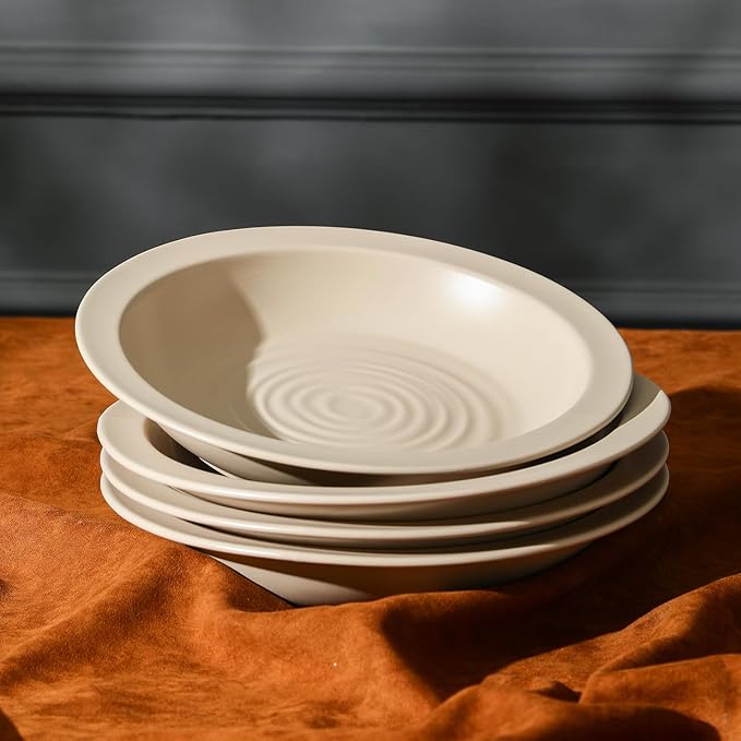 Stone Lain Orbit 4-Piece Pasta Bowl Set Stoneware, Beige
