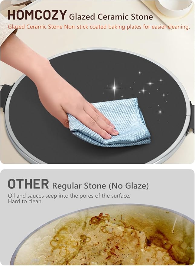 Electric Pizza Oven Indoor with Glazed Ceramic Stone, 12-Inch Portable Countertop Pizza Maker with Adjustable Timer, 1200W Heat up to 800°F Pizza Maker with Viewing Window for Home DIY Pizza