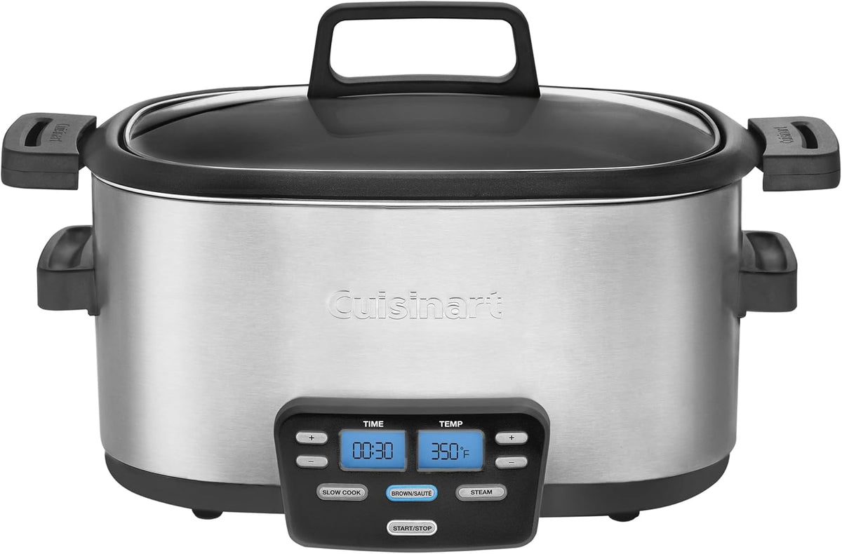 Cuisinart MSC-600 3-In-1 Cook Central 6-Quart Multi-Cooker: Slow Cooker, Brown/Saute, Steamer, Silver