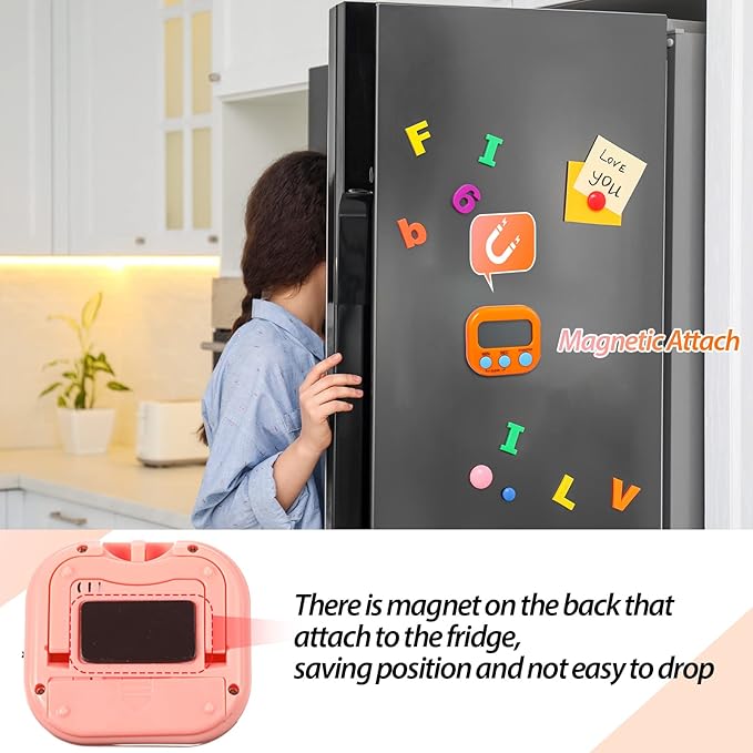 Weewooday 24 Pcs Digital Kitchen Timer Magnetic Timer Bulk On/Off Switch Minute Second Count up Countdown Loud Alarm for Exercise Cook Baking (Pink,Orange)