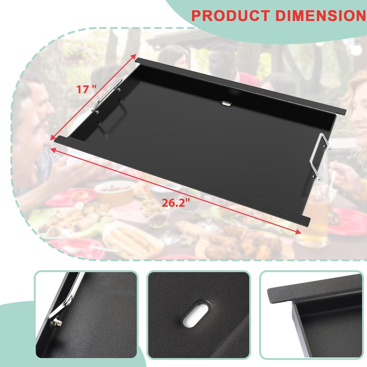 Griddle Insert for Nexgrill Replacement Parts 4 Burner 720-0783W 720-0830H 720-0830X 720-0888S, Carbon Steel Flat Top Griddle Plate for Nexgrill 5 Burner 720-0888 720-0888N, Charbroil 463344015 Grill