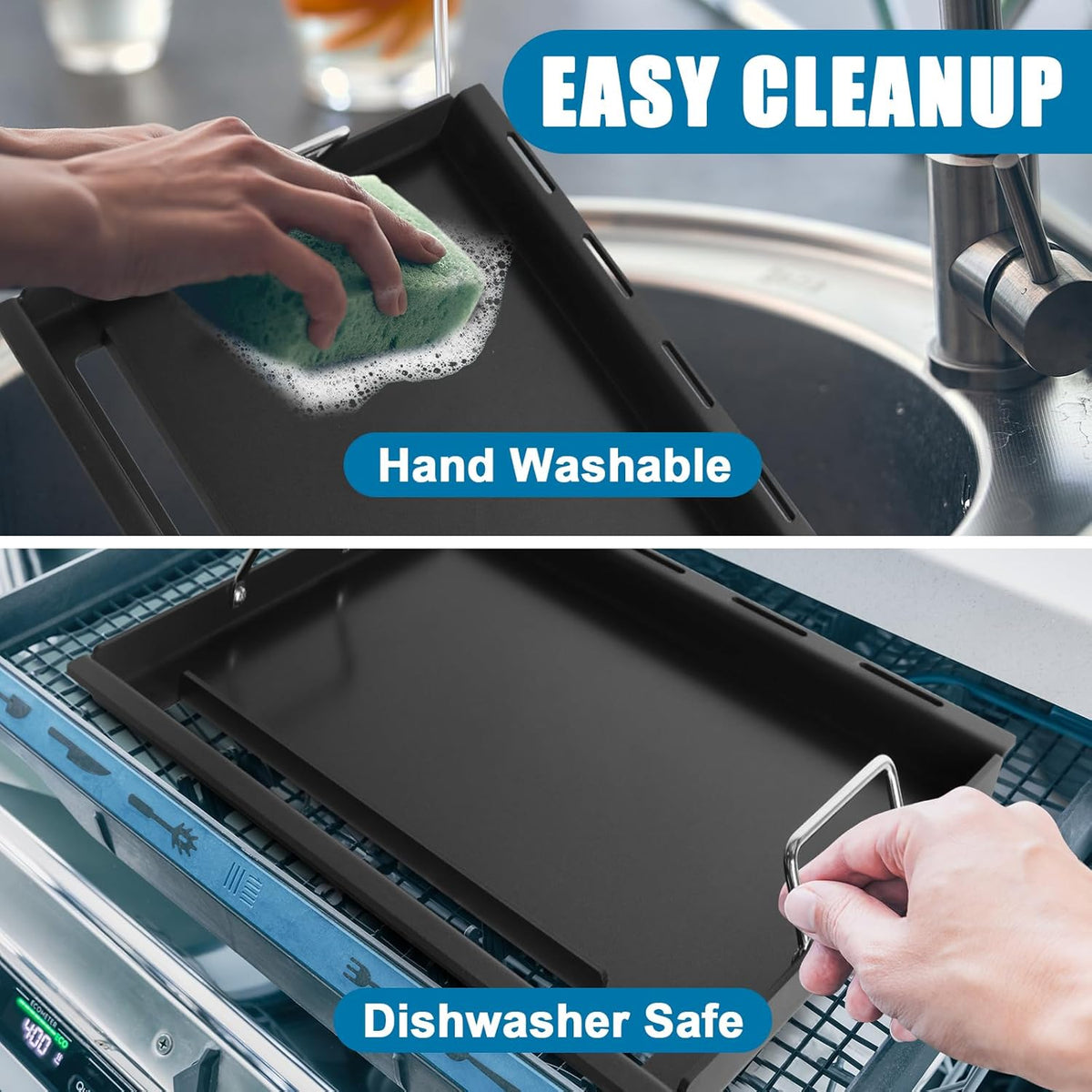 6787 Full-Size Griddle Inserts with Handles for Weber Spirit I & II 300 Series Grills Nonstick Flat Top Griddle for Weber Spirit E-310 E-320 S-310 S-320 Spirit II E-310 S-310 E-320 S-320 Series