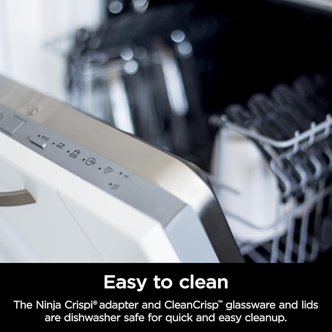 Ninja Crispi 4-in-1 Glass Air Fryer | 450°F | Non-Toxic | 4QT & 6-Cup Glass Containers w/Lids | Microwave, Freezer, Dishwasher Safe | Max Crisp, Air Fry, Bake, Recrisp | Green | FN101SG