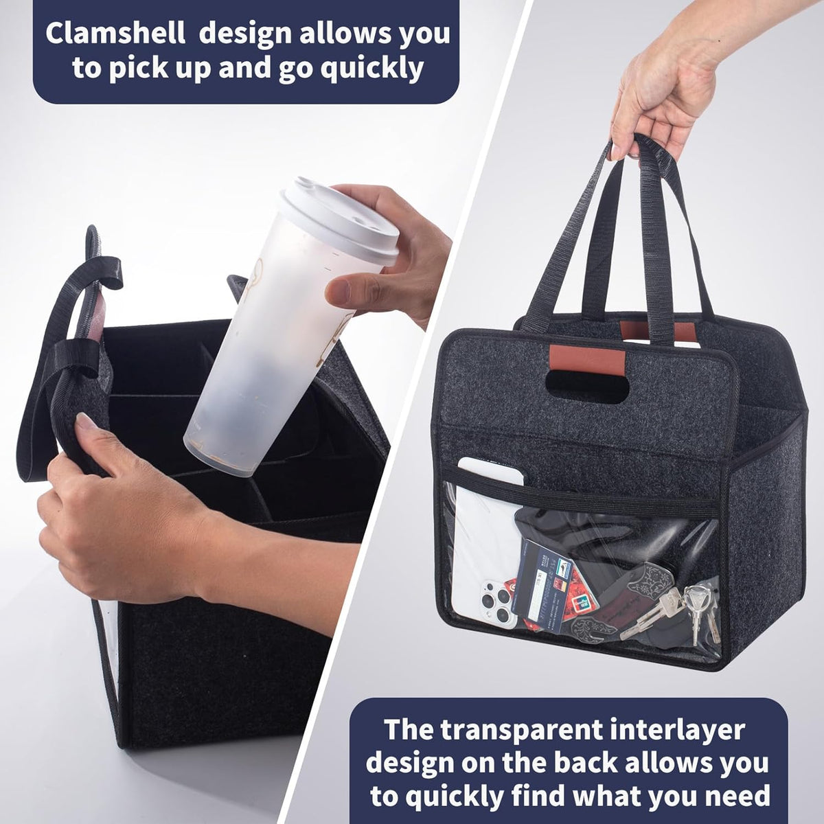 6 Cup Drink Carrier with Handle, Reusable Insulated Drink Caddy Drink Holder for Car, Folding Portable Coffee Cup Holder Bag for Travel and Delivery