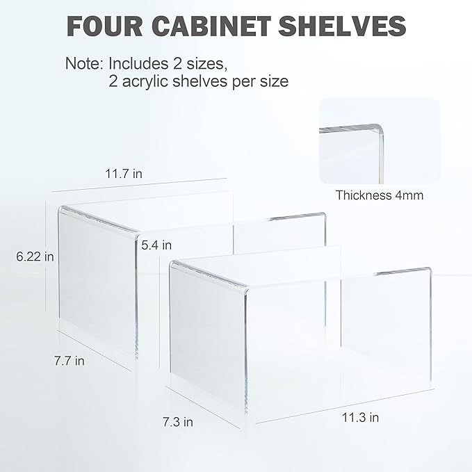 Acrylic Cabinet Organizer, Shelf Organizer, Set of 2 Spice Organization for Cabinet, Spice Rack, Stackable Kitchen Countertop Organizer | Cupboard, Pantry Shelves, and Storage Space Saver