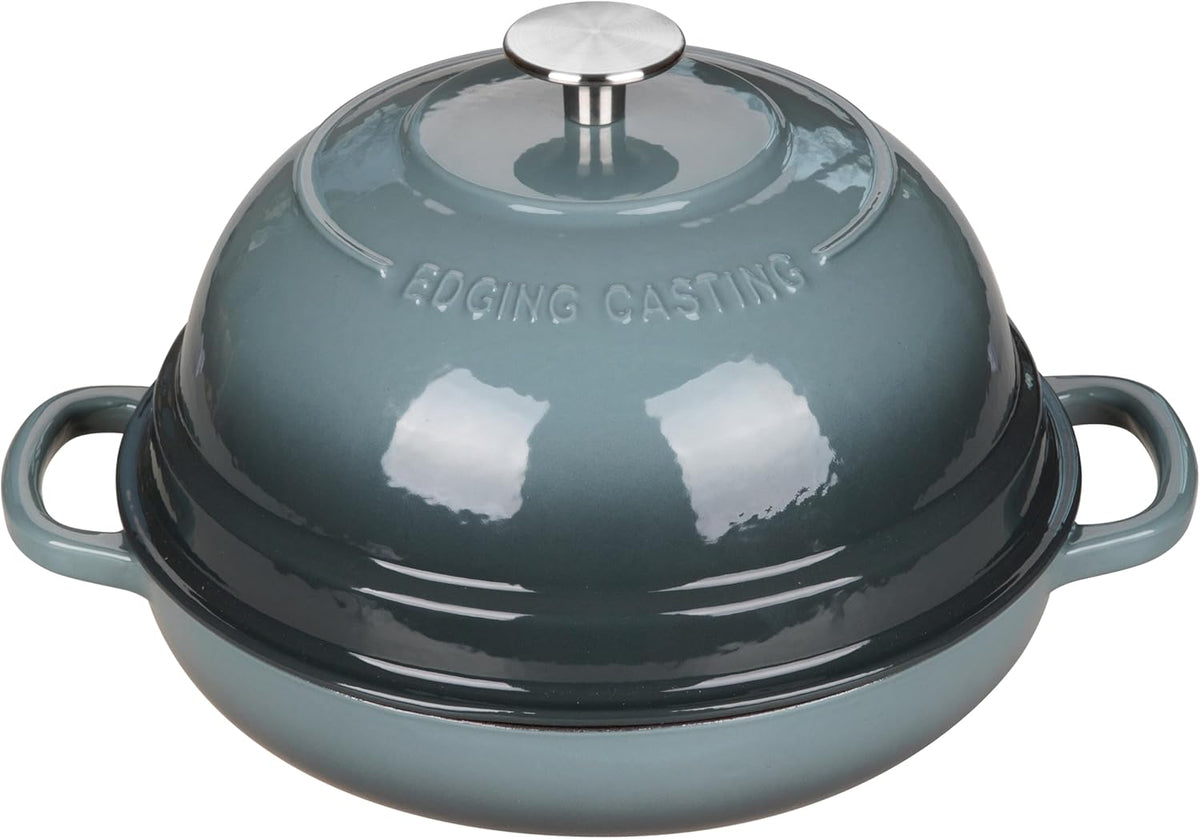 Enameled Cast Iron Dutch Oven Pot with Lid, Round Bread Oven for Homemade Sourdough Bread Baking, 6 Quart, Slateblue