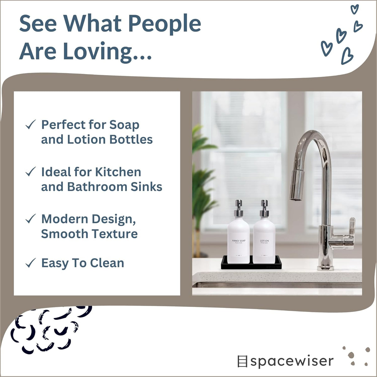 Countertop and Vanity Tray - 2 PC Small 7.7" Silicone Bathroom Trays, Kitchen Soap Tray, Dish Sponge Soap Holder Kitchen Sink Organizer Caddy, Bathroom Counter Trays for Lotion Dispenser