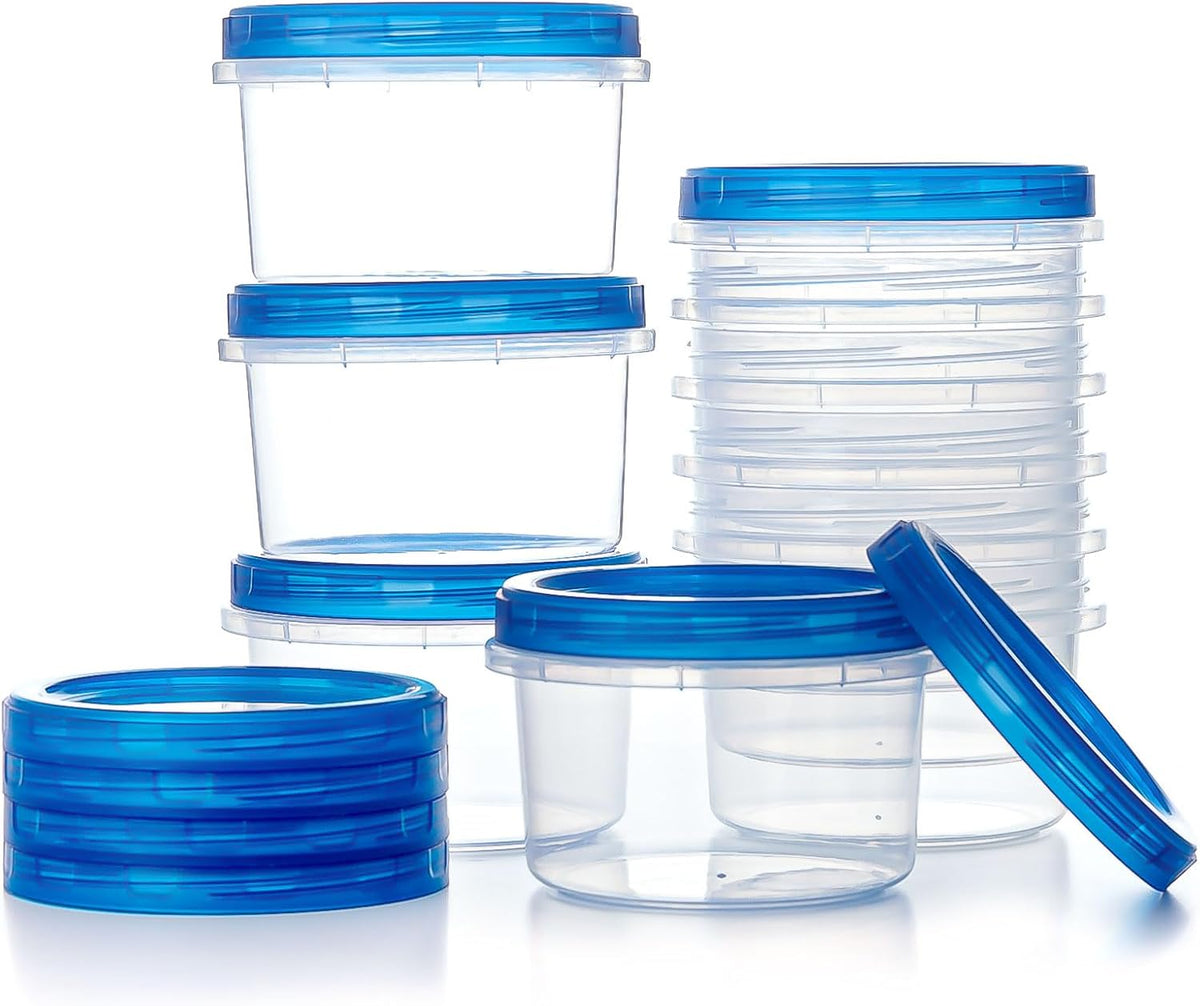 Freezer Storage Containers, [10 Pack-16 oz] Ultra Thick Freezer Containers with Leakproof Twist Top Lids, Heavy Duty BPA Free Stackable Food Containers for Lunch/Salad/Leftover/Soup/Oats/Ice Cream