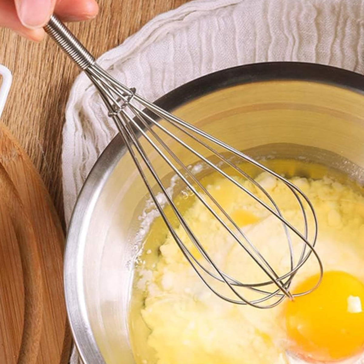 Mini Whisk - 10-Inch Professional Heavy-Duty 304 Stainless-Steel Wire Whisk for Cooking, Baking & Mixing (Silver Spiral Handle) - Perfect for Sauces, Batter, Eggs & Creams