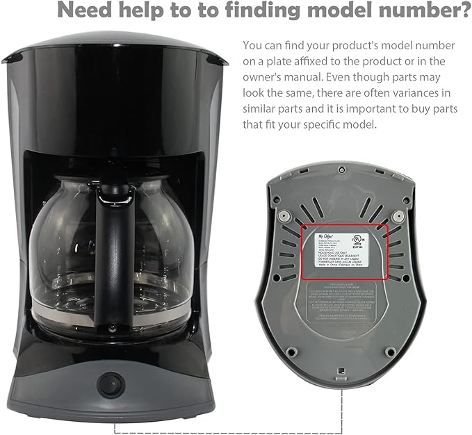 12-Cup Replacement Coffee Carafe Compatible with Mr. Coffee Coffee maker Pot, Replace Part# PLD12 PLD12-RB Series, Black Handle