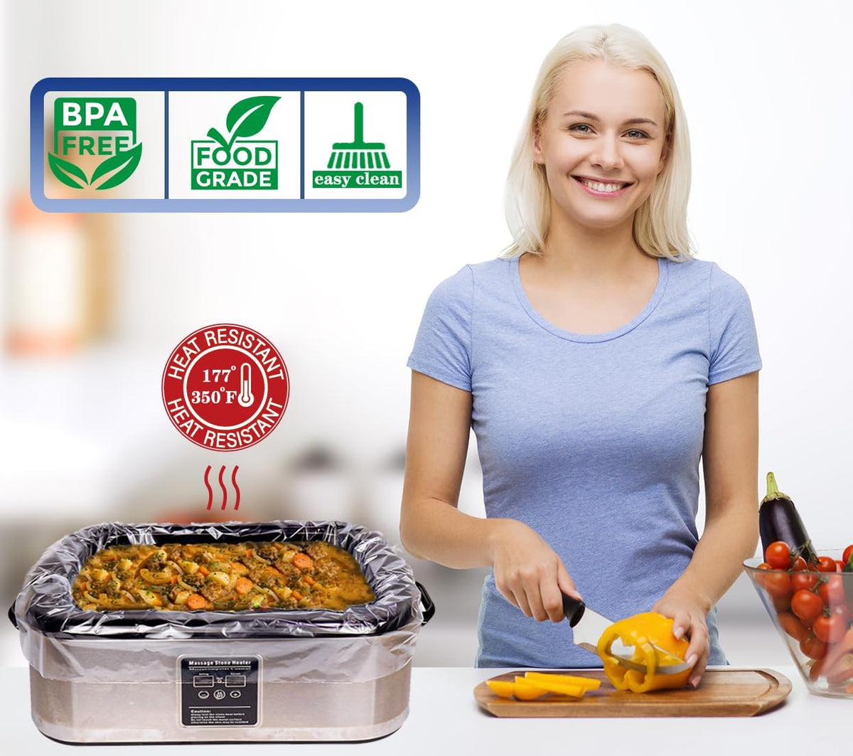 Electric Roaster Liners 34x18 Inch, 20 Pack Disposable Roaster Liners Fits 16-22 Qt Roasters, Heat-Resistant Roasting Oven Cooking Bags for Easy Cleanup