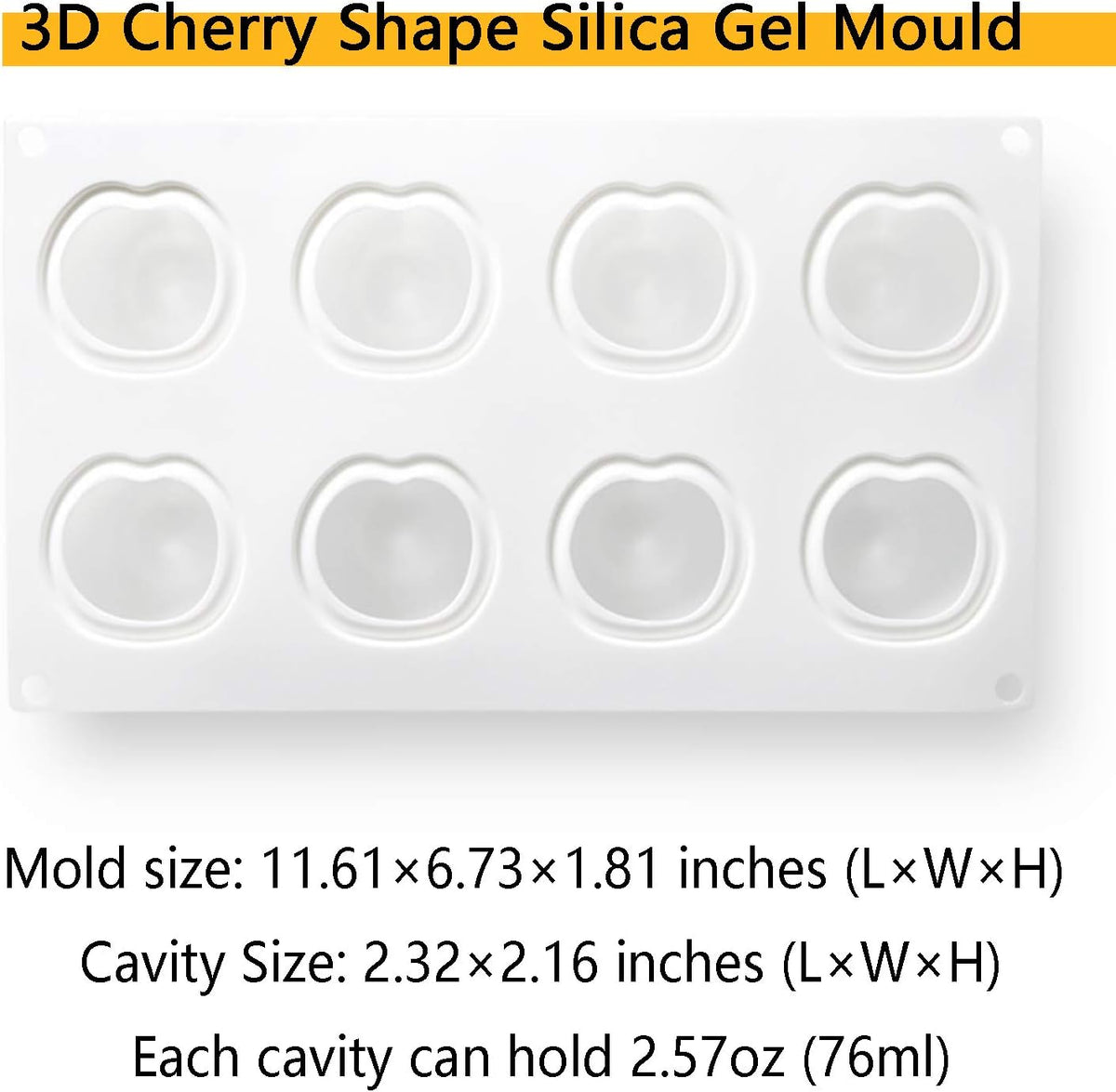 OCPO KITCHEN Cherry Silicone Mold for Baking Mousse Cake, Fruit French Dessert, Pastry, Chocolate, Cupcake, Ice Cream Mould, Cake Decoration Mold, 3D Cherry Shape (8-Cavity)