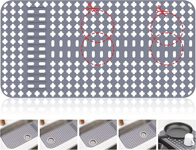 ARLBA Upgraded Silicone Sink Mat 28"x14" Sink Protectors for Kitchen Sink with Rear Drain/Center Drain,Sink Rack for Bottom of Sink, Kitchen Sink Mats for Bottom of Stainless Steel/Porcelain Sink