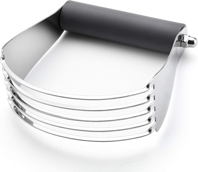 Spring Chef Large Gray Dough Blender For Baking, Heavy Duty Dough Cutter Tool, Stainless Steel Manual Pastry Cutter Tool with Sharp Blades, Dishwasher Safe Pastry Blender for Easy Mixing