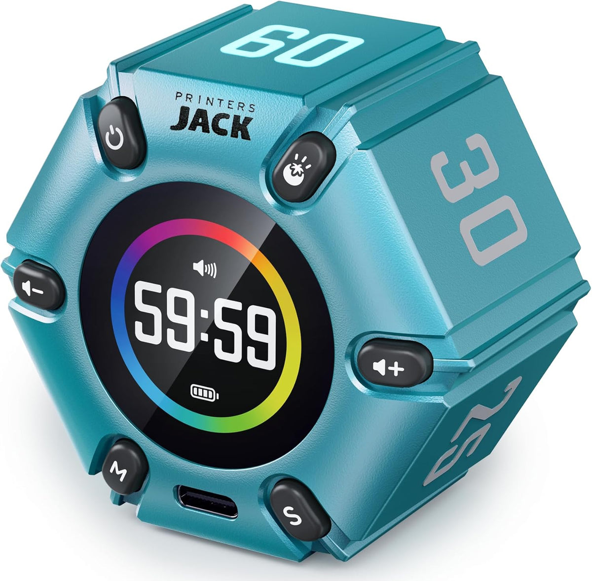 Pomodoro Timer, Magnetic Visual Timer with Flip Countdown, Silent & Alarm, Tools for Anyone, Cube Digital Timer for for Work, Kitchen Cooking, Study, 3/5/10/25/30/60min & Custom Countdown - Turquoise